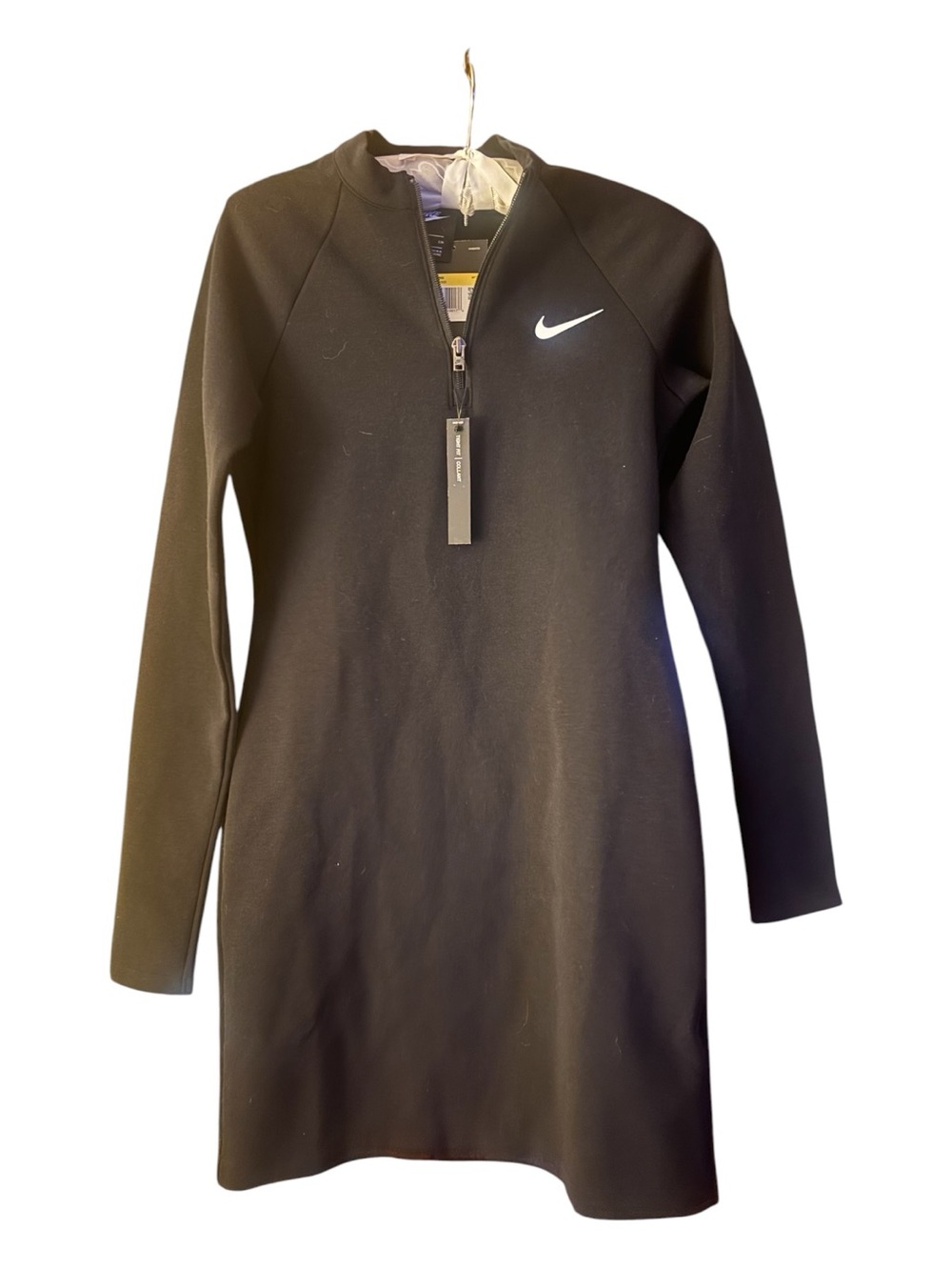 Nike Black Women's Half-Zip Athletic Dress with Swoosh Size S NWT